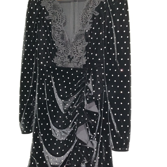 Sparkling Self-Portrait Velvet Dress with rhinestone embellishments throughout - Picture 7 of 13